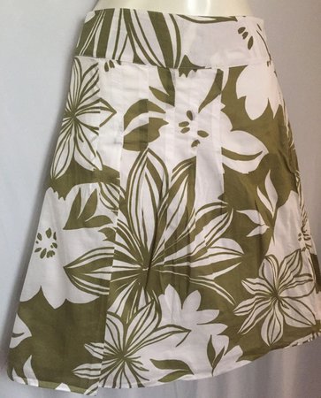ann Taylor green floral skirt