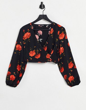 Miss Selfridge wrap blouse in bloom floral | ASOS