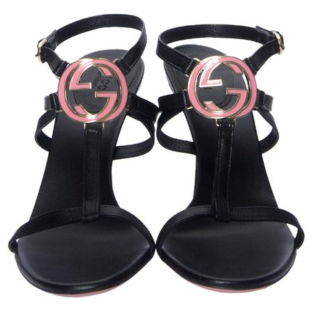 Gucci New Pink and Black GG Logo Heels For Sale at 1stdibs