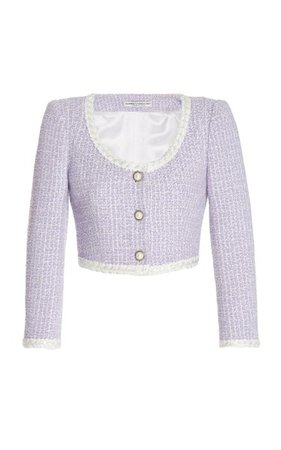 Sequined Wool-Blend Tweed Cropped Jacket By Alessandra Rich