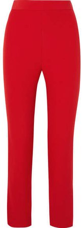 SemSem - Silk-crepe High-rise Slim-leg Pants - Red