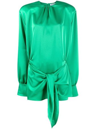 Shop green The Attico waist-tied mini dress with Express Delivery - Farfetch