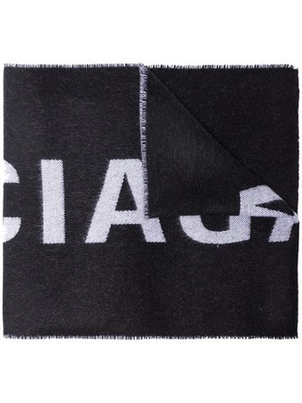 Balenciaga Black Large Logo Wool Scarf - Farfetch