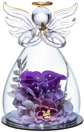 Amazon.com: ANLUNOB PISCES Angel Gifts for Mom Grandma, Angel Figurines with Real Purple Rose, Wedding Anniversary Decor Thank You Gifts for Women: Kitchen & Dining