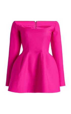 Off-The-Shoulder Wool-Silk Mini Dress By Valentino | Moda Operandi