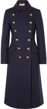 Double-breasted Wool-blend Coat - Navy
