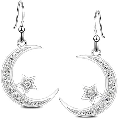 moon and star rhinestone earrings