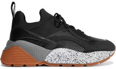 Eclypse Faux Leather, Faux Suede And Neoprene Sneakers - Black