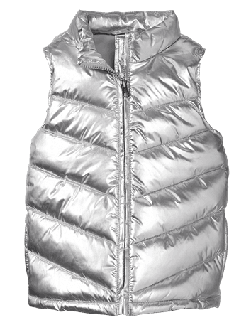Metallic chrome puffer vest