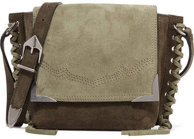 Kleny Whipstitched Two-tone Suede Shoulder Bag - Green