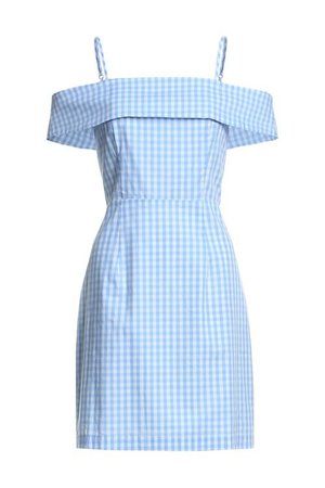 blue white check dress