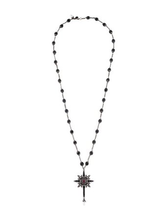 Alexander McQueen Crystal, Faux Pearl & Pearl Beaded Cross Necklace - Necklaces - ALE62181 | The RealReal
