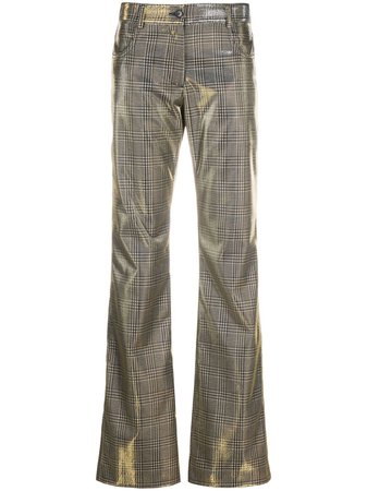 MSGM checked lamé flared trousers - FARFETCH