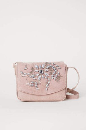 Shoulder Bag with Rhinestones - Pink