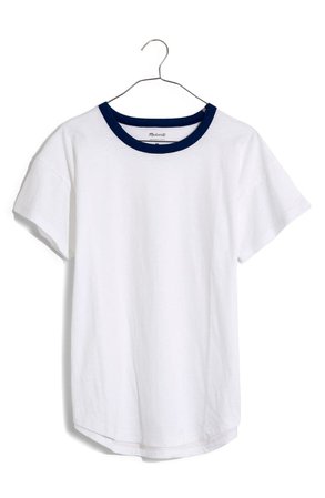 Madewell Whisper Cotton Rib Crewneck Ringer T-Shirt | Nordstrom