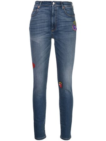 Blue Gucci Patches Skinny-fit Jeans | Farfetch.com