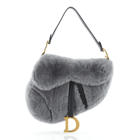 Christian Dior Saddle Handbag bag Fur Medium