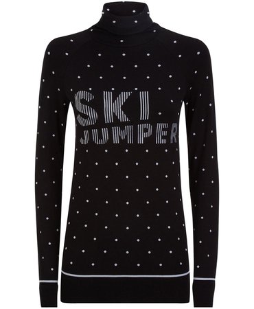 Freestyle Ski Merino Base Layer Top - Ski Jumper Black Jacquard | Women's Ski Clothes | Sweaty Betty