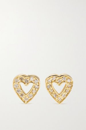 Gold Mini Open Heart 18-karat gold diamond earrings | Jennifer Meyer | NET-A-PORTER