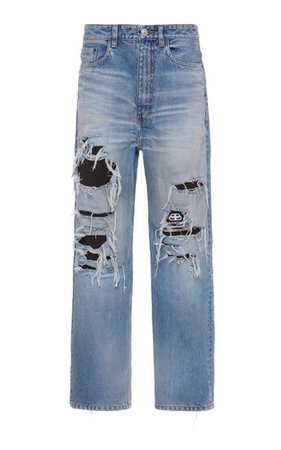 Distressed Organic High-Rise Straight-Leg Jeans By Balenciaga | Moda Operandi
