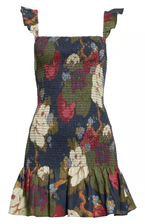 SIR Francesca Floral Smocked Linen Minidress | Nordstrom