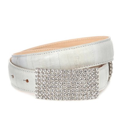 Crystal leather belt