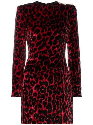 Balmain leopard silk mini dress