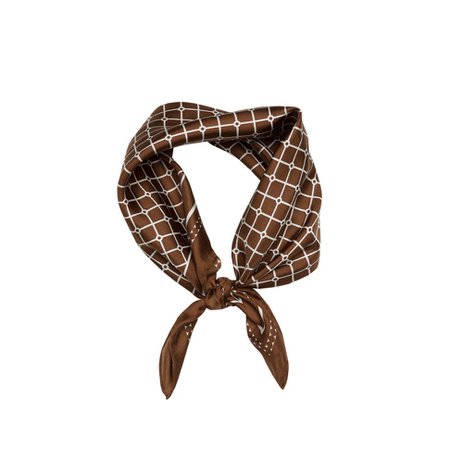 Product | Hermine Silk Scarf | Brown & White