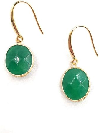 Amazon.com: ALLISON ROSE ATELIER – 16k Gold Colored Natural Stone Green Onyx Earrings for Women – Irregular Shaped Multifaceted Oval Green Onyx Stone - Classic, Lightweight and Sustainable Earrings: Clothing, Shoes & Jewelry