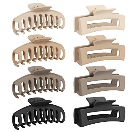Amazon.com: Hair Claw Clips for Thick Hair & Thin Hair, Large Hair Clips for Women & Girls, 8 PCS 4.3 Inches Strong Big Hair Clip, Neutral Color of Cream, Beige, Dark Brown, Black : Beauty & Personal Care