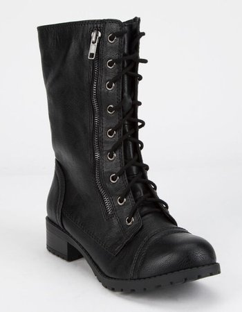 SODA Lace Up Black Womens Combat Boots - BLACK - 354431100 | Tillys