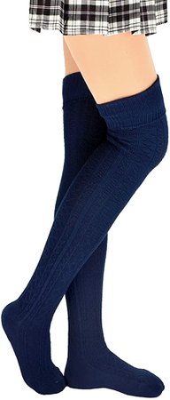 Amazon.com: Joyingtwo Womens Girls Winter Spring Over Knee Leg Warmer Knit Crochet Thigh Boot Socks Leggings, Navy Blue: Clothing