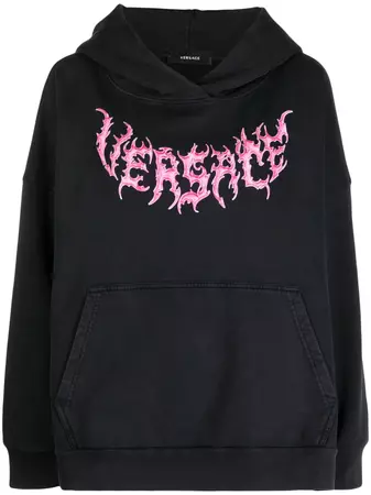 Versace logo-print Hooded Sweatshirt - Farfetch