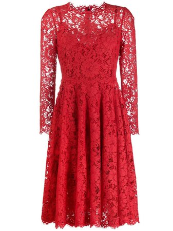 Shop red Dolce & Gabbana floral lace dress with Express Delivery - Farfetch
