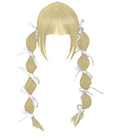 Hair White Ribbon Bubble Pigtails with Bangs Blonde 2 (Dei5 edit)