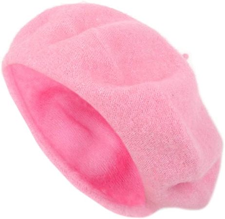 Parquet Solid Color French Beret Wool Material. Classic French, Casual and Chic Lightweight Beanie Cap Hat Pink at Amazon Women’s Clothing store