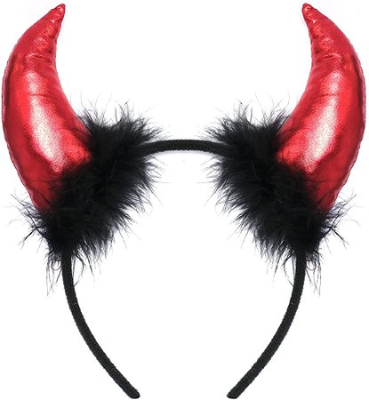 Amazon.com: Glitter Halloween Devil Horns Headband With Fur Devil Costume Accessory Festive Hairband for Women Gilrs Fancy Dress Party Cosplay, Red Horns : Clothing, Shoes & Jewelry