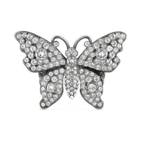 Crystal studded butterfly ring in metal - Gucci Rings