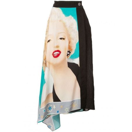 Loewe Marilyn asymmetric skirt turquoise and black