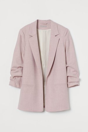Jacket with Gathered Sleeves - Pink/herringbone patterned - Ladies | H&M US