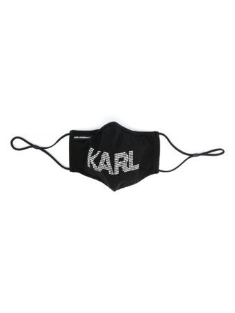 Karl Lagerfeld embellished logo face mask black 210W3922999 - Farfetch