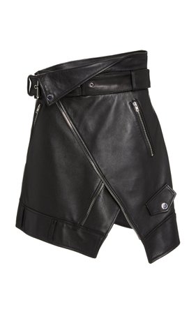 Wrap-Effect Leather Moto Skirt By Monse | Moda Operandi