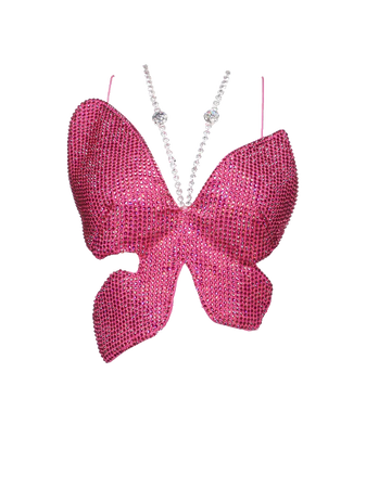 AREA NYC | Crystal Embellished Butterfly Top Pink (Dei5 edit)
