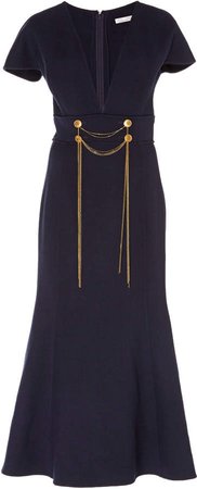 Embellished Wool-Blend Midi Dress Size: 0