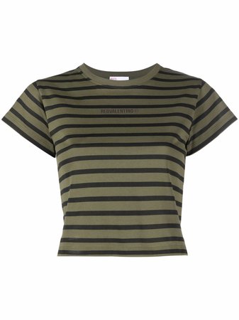 RED Valentino logo-print Stripy Cotton T-shirt - Farfetch