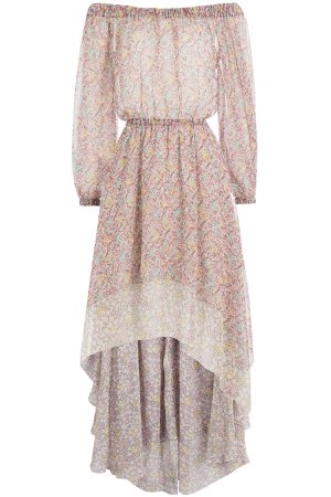 Printed Silk Carmen-Style Dress Gr. IT 38