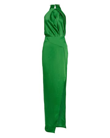 Michelle Mason Pleated Silk Halter Gown | INTERMIX®