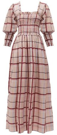 Checked Cotton Blend Dress - Womens - Pink