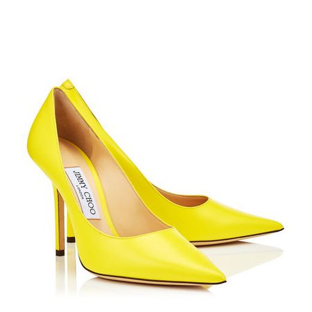 Liquid Fluorescent Yellow Leather Pointy Toe Pump| LOVE 100| Pre Fall 19 | JIMMY CHOO