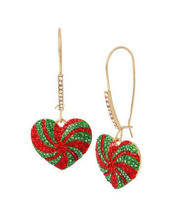 Betsey Johnson Peppermint Heart Dangle Earrings & Reviews - Earrings - Jewelry & Watches - Macy's